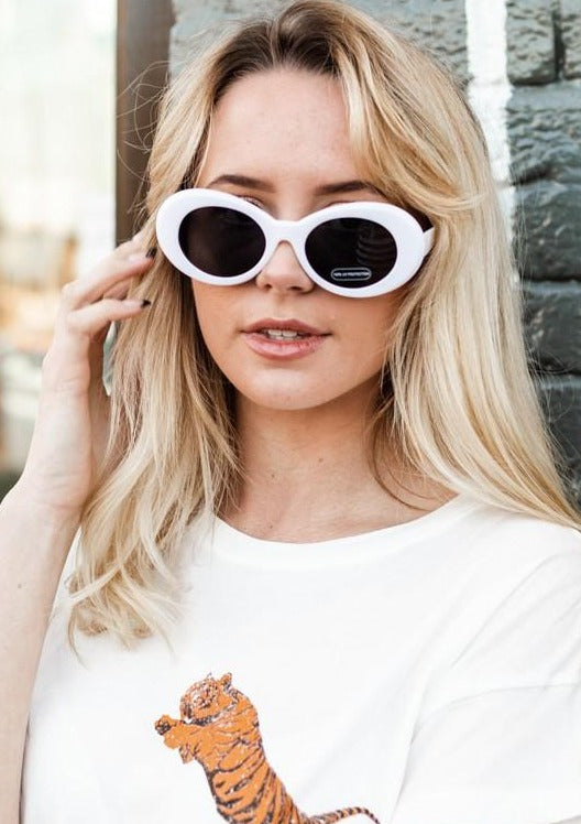 Bubble Frame Sunglasses in White/Black