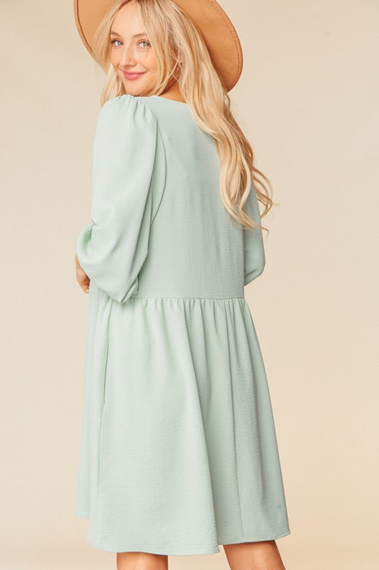 Steph Bubble Sleeve Pocket Dress(1XL, 2XL, 3XL)