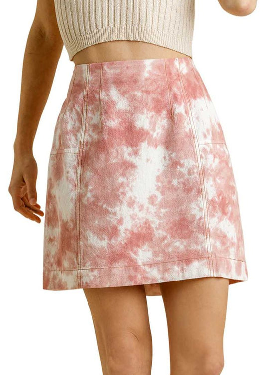 Charlize Tie Dye Cotton Skirt with Zipper