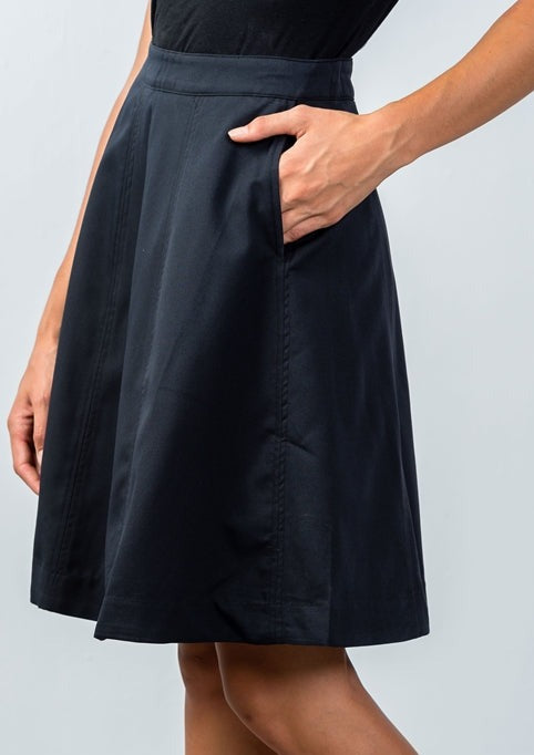 Navy Midi Skirt With Side Pockets