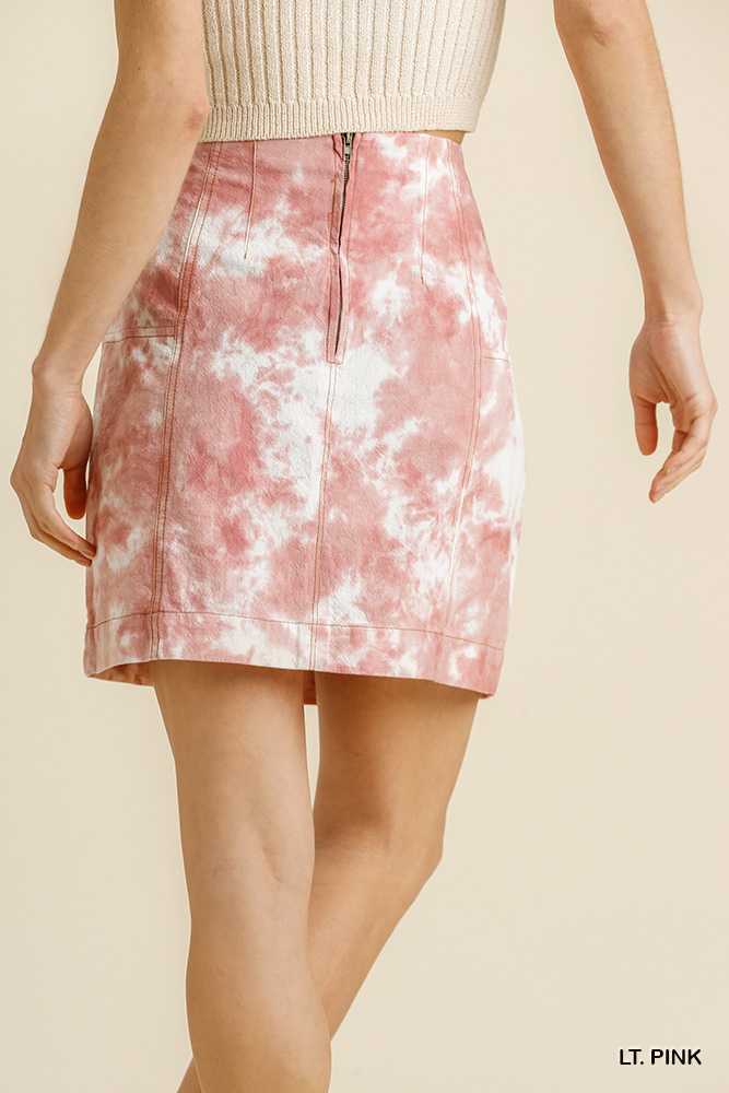 Charlize Tie Dye Cotton Skirt with Zipper