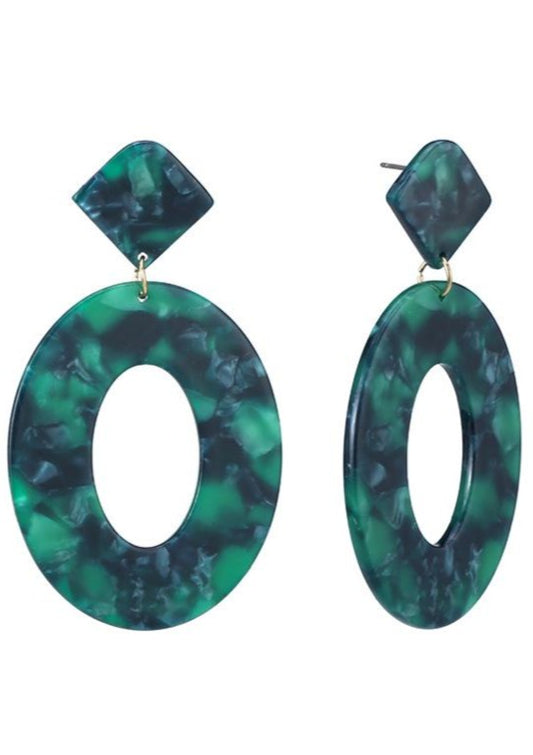 Green Acrylic Drop Earrings
